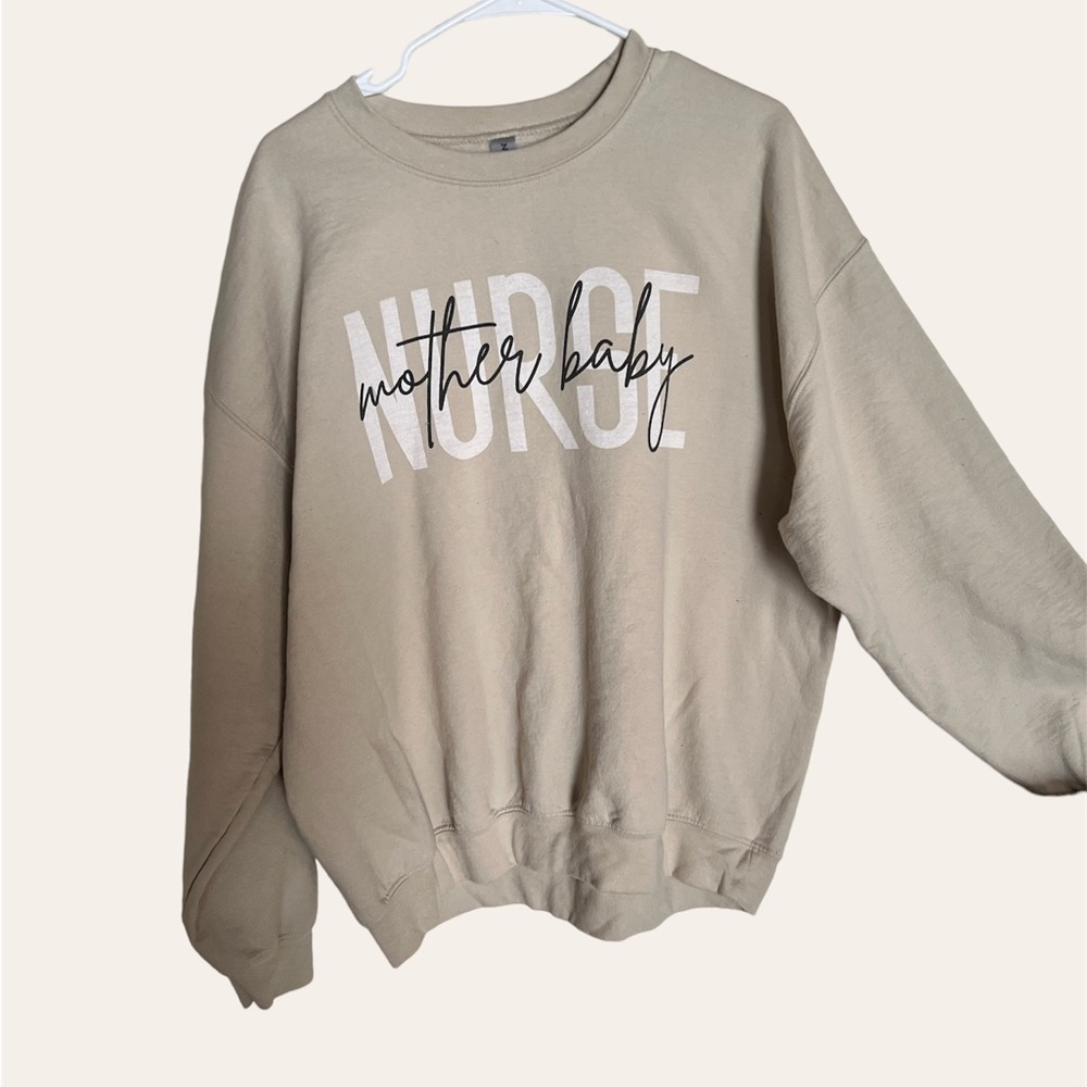 Nurse Mother Baby Beige Crewneck/ Pullover